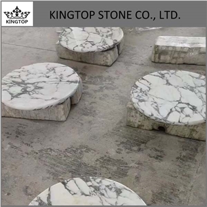 Italy Arabescato White Marble Round and Square Table Top with Plywood