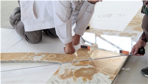 Natural Lamina Stone Honeycomb Medallion Panels