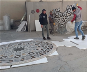 Natural Lamina Stone Honeycomb Medallion Panels