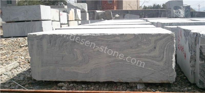 Black Wooden Veins Silver Wave Antique Marble Stone Block