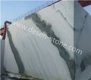 China Panda White Landscape Pattern Marble Stone Block