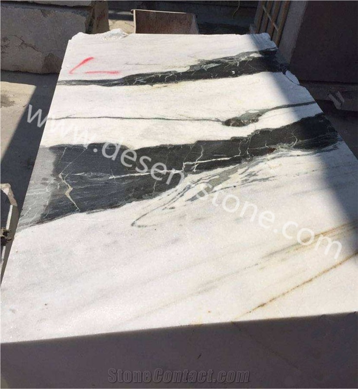 China Panda White Landscape Pattern Marble Stone Blocks