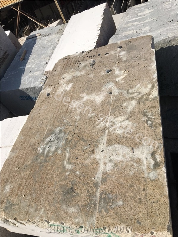 G682 Sunset Golden Yellow Rusty Granite Stone Block