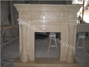 Ottoman Beige Marble Natural Stone Fireplace Hearth/Mantel