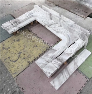Volakas White Marble Stone Fireplace Hearth/Mantel/Design