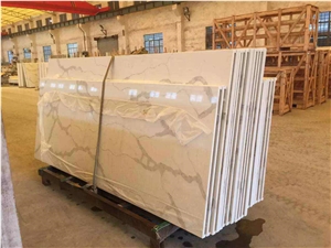 Calacatta Arabescato Quartz Kitchen Countertops/Island Tops/Chinese Popular White Quartz Stone Tops