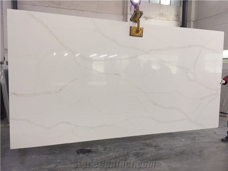 Calacatta Arabescato Quartz Kitchen Countertops/Island Tops/Chinese Popular White Quartz Stone Tops
