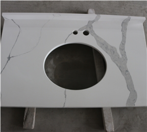 Chinese Calacatta Quartz, White Quartz Vanity Countertop
