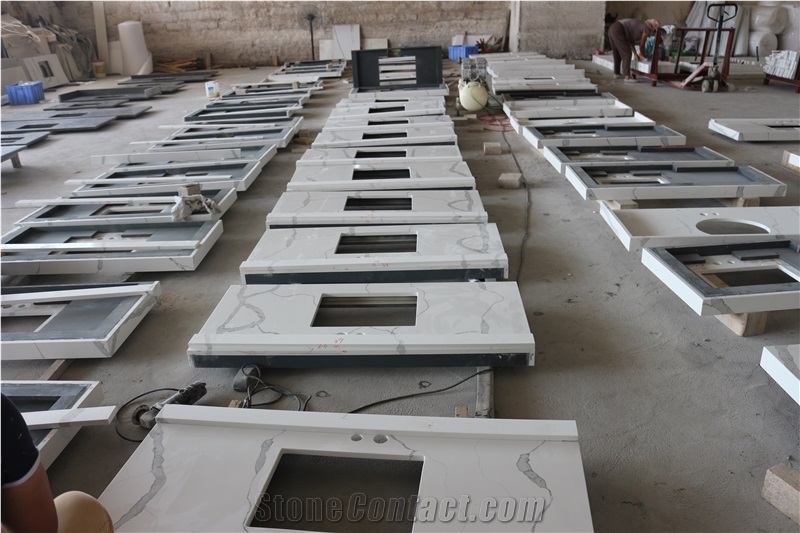 Chinese Calacatta White Quartz Bath Top- Calacattawhite Quartz Kitchen Top-Chinese Carrara White Quartz Vanity Top- Carrara White Quartz Countertop