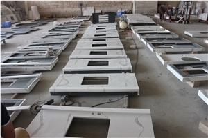 Chinese Calacatta White Quartz Bath Top- Calacattawhite Quartz Kitchen Top-Chinese Carrara White Quartz Vanity Top- Carrara White Quartz Countertop