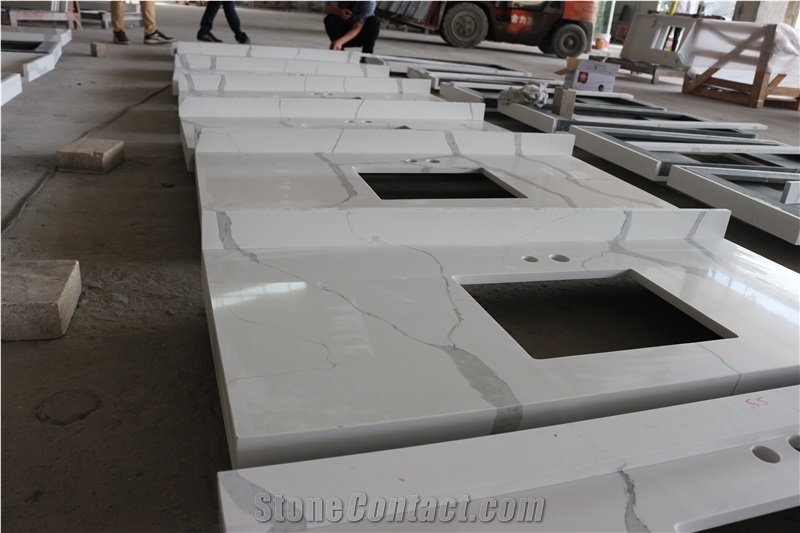 Chinese Calacatta White Quartz Bath Top- Calacattawhite Quartz Kitchen Top-Chinese Carrara White Quartz Vanity Top- Carrara White Quartz Countertop