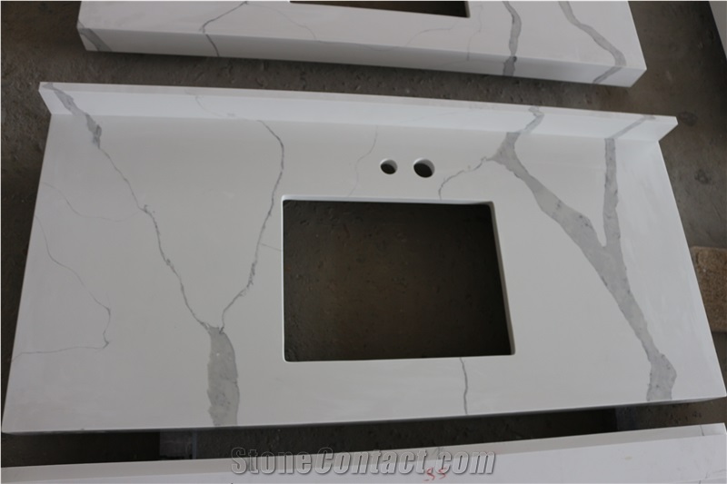 Chinese Calacatta White Quartz Bath Top- Calacattawhite Quartz Kitchen Top-Chinese Carrara White Quartz Vanity Top- Carrara White Quartz Countertop