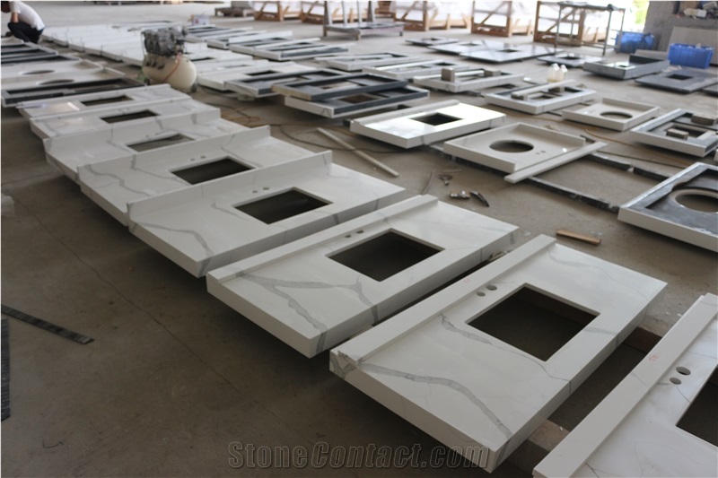 Chinese Calacatta White Quartz Bath Top- Calacattawhite Quartz Kitchen Top-Chinese Carrara White Quartz Vanity Top- Carrara White Quartz Countertop