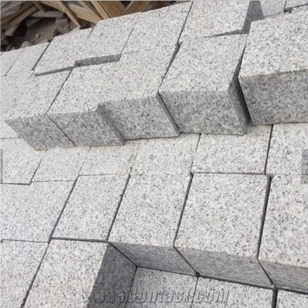 Chinese Light Silver Grey Split Natural Cube Stone Paver Setts