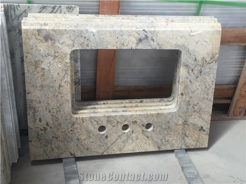 Cream Yellow/Flower Granite Bathroom Vanities,Cheap Granite for Bath