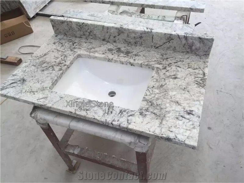 Ice Blue Granite Bathroom Vanity Tops/Vanities, Brazilian White Granite for Bath Tops, High Polished White Granite Tops/Tiles