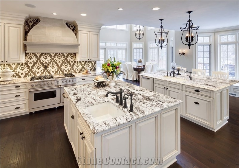 Snow White Granite Countertops, Brazil Snowflake, Brazil White Granite Vanity Tops, Island & Bar Tops