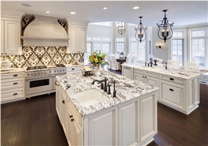 Snow White Granite Countertops, Brazil Snowflake, Brazil White Granite Vanity Tops, Island & Bar Tops
