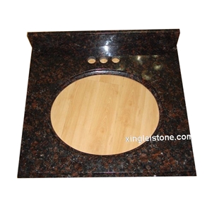 Tan Brown Granite Vanity Top/Bathroom Vanities/Shower Panels/Tiles,English Brown Granite Tops, One/Two Ceramic Sinks Granite Bath Vanity Tops