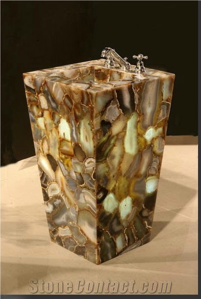 Semiprecious Stone Pedestal Sink