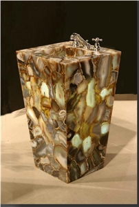 Semiprecious Stone Pedestal Sink