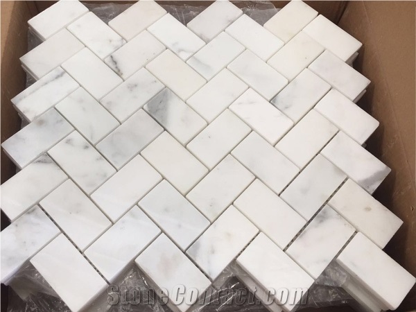 Carrara White Marble Mosaic Tiles/ Customized Size Design