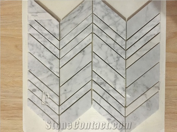 Carrara White Marble Mosaic Tiles/ Customized Size Design