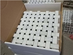 Carrara White Marble Mosaic Tiles/ Customized Size Design