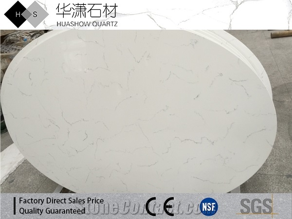 Crrara White Artificial Quartz Customized Bathroom Top
