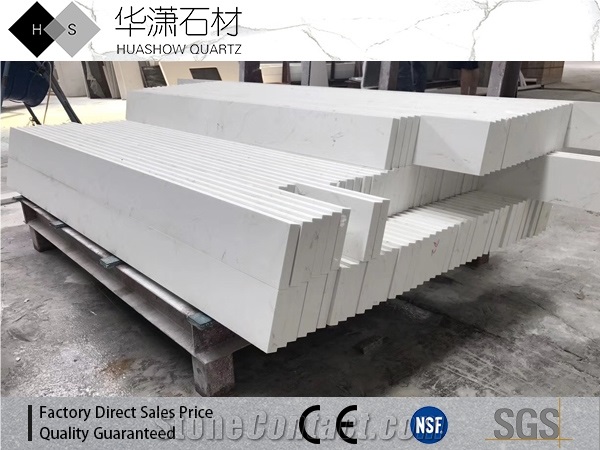 Crrara White Artificial Quartz Customized Bathroom Top