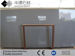 Hs1806 Crystal Light Grey Artificial Quartz Stone Polished Slab