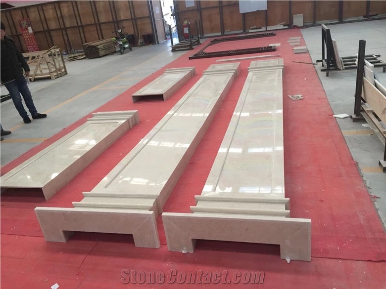 Ottoman Beige Marble Column for Hotel Polished Finished