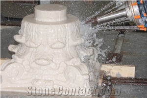 Marble Column Base, Top, Blanco Macael White Marble Column