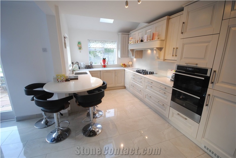 Kitchen with Mason Quartz Iceberg White 30mm with Our Boston Edge
