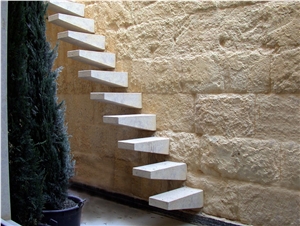 Custom Design Brushed White Marble Staircase