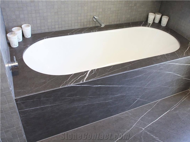 Graffiti Brushed Marble Tub Surround