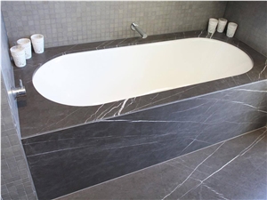 Graffiti Brushed Marble Tub Surround