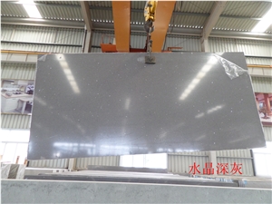 Grey Quartz,Crystal Shining Dark Grey Quartz Slabs,Solid Surface
