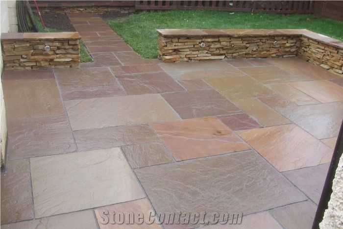 Camel Dust Sandstone Paving Calibrated 60x90cm, Handcut Edges, Natural Surface