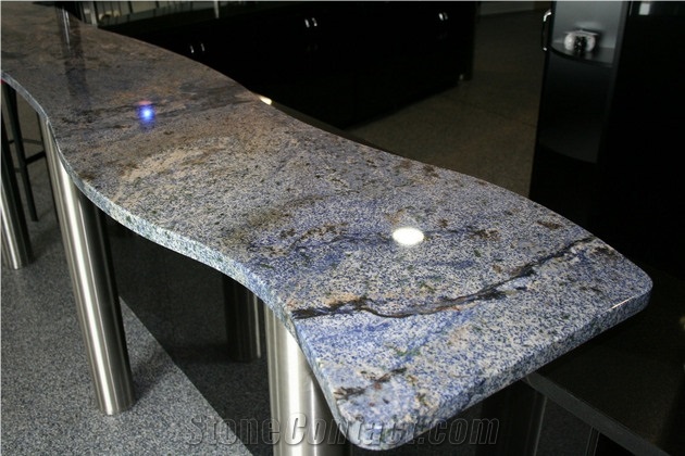 Azul Bahia Granite and Black Quarzt Commercial Bar Top