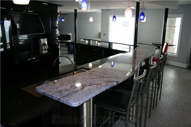 Azul Bahia Granite and Black Quarzt Commercial Bar Top