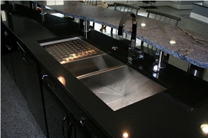 Azul Bahia Granite and Black Quarzt Commercial Bar Top