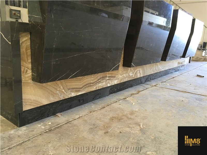 Black Marble+ Honey Onyx Exhibition Desk Top