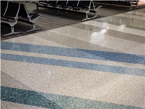 Mid Cream-White and Cream Terrazzo, Low Blue-Blue and Green Terrazzo
