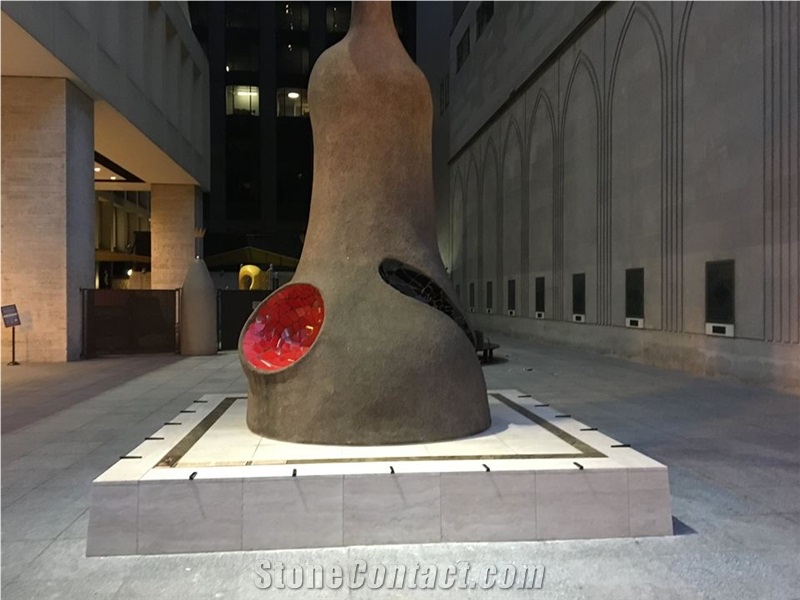 Historic Miro Statue Base Renovation W Travertine