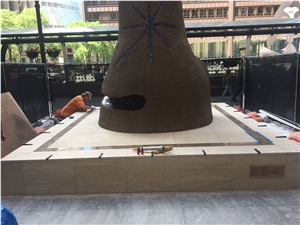 Historic Miro Statue Base Renovation W Travertine