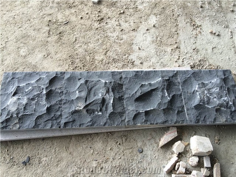 Zhangpu Black Basalt Tile, Split Face Wall Stone Tiles Slabs