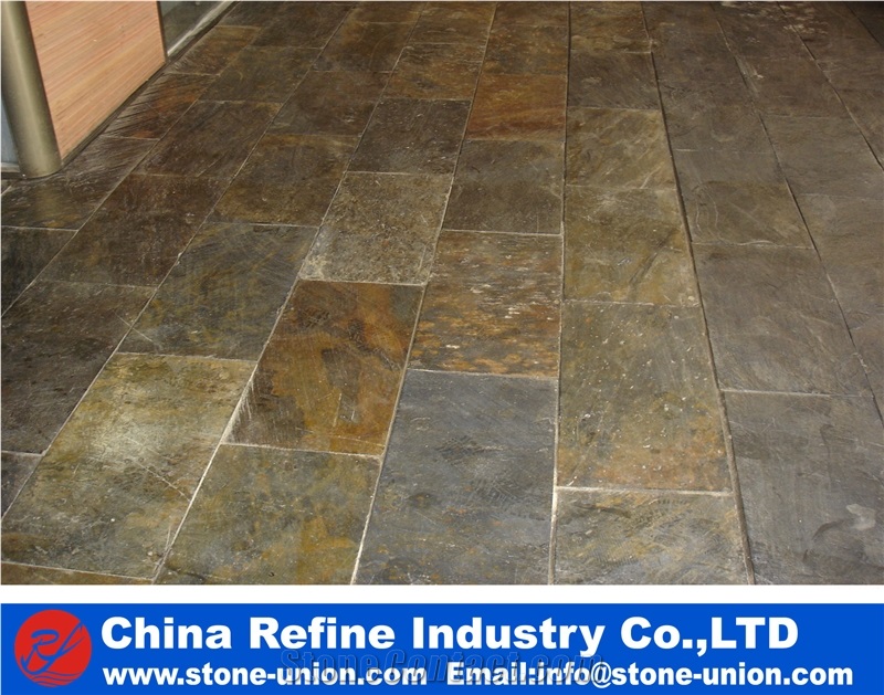Natural Stone Slate Flooring Tiles and Wall Tiles,Factory Directly Selling Slate Restaurant Floor Tiles ,Outdoor Natural Rusty Slate Stone Tiles