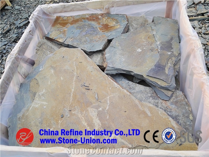 Paving Stone Decoration Stone Random Slate Walling Stone,Irregular Random Rusty Slate Paving Tiles,Irregular Random Outdoor Slate Paving Tile