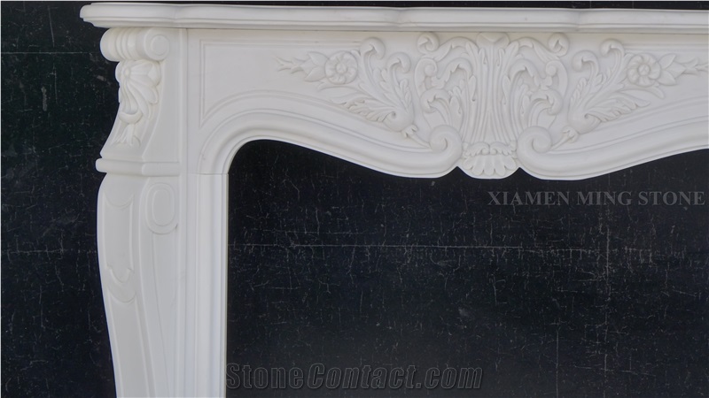 A Quality Oriental White Marble Fireplace Hearth,Fireplace Mantel for Interior Stone Home Decor Cheap Price